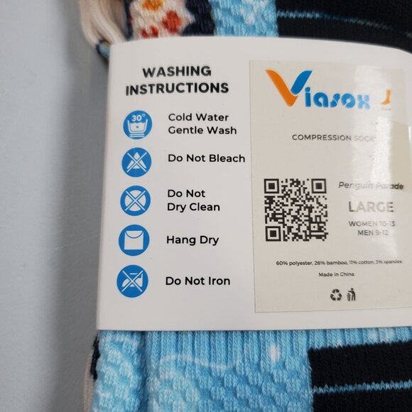 Viasox Easy Stretch Penguin Parade Compression Socks Women Size Large NWT - Picture 3 of 6